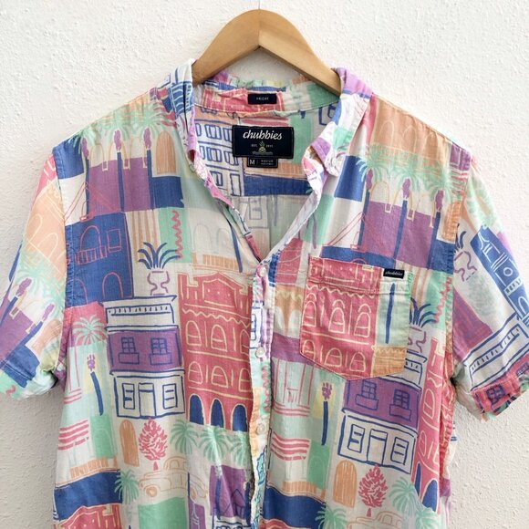 CHUBBIES The King Street Short Sleeve Button Down Shirt Size Medium - Picture 6 of 10
